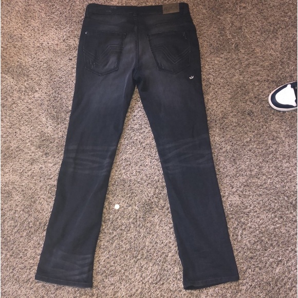 Mens Stacked Jeans Size 32 Black Slim Relaxed Straight Fit - Picture 2 of 4